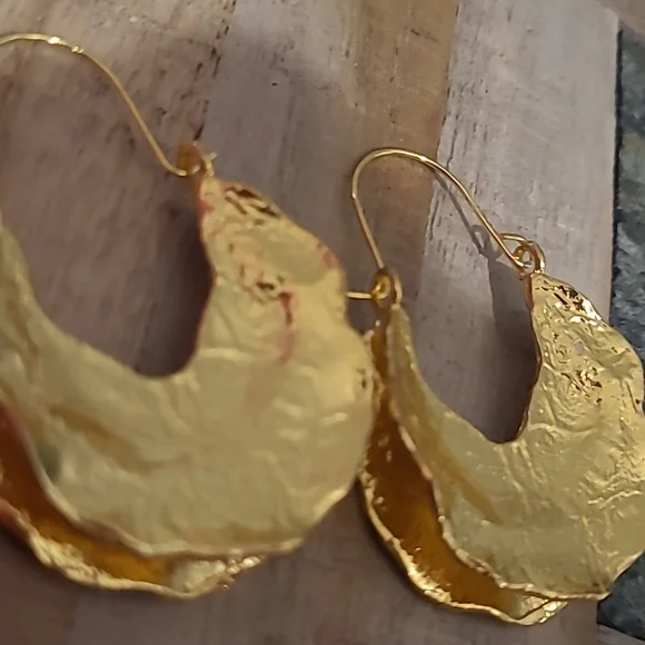 Gold Foil Hoop Earrings - Picture 6 of 7